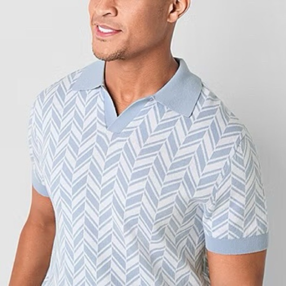 JF J. Ferrar Johnny Collar Short Sleeve Pullover